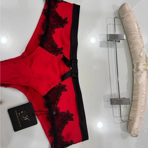 Honey Birdette Scarlet and Black Lace Briefs - Picture 2 of 4